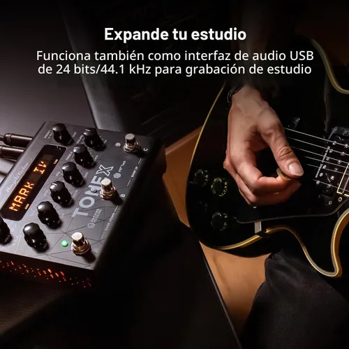Vista 8 de IK Multimedia TONEX Pedal: Pedal de efectos múltiples estéreo para guitarra y bajo con 150 preestablecidos, 15 FX Pre/Post, afinador, Tap Tempo Negro