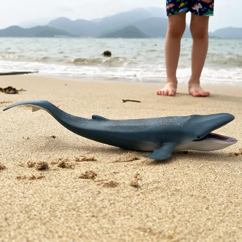 Vista 4 de Figura de acción de tiburón ballena azul, figura de tiburón de vida marina, animal marino realista, ideal para juguetes de baño, juguete de playa
