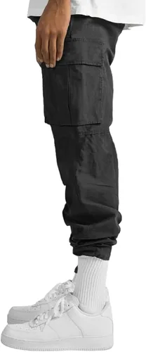 Vista 4 de Pantalones tipo cargo para hombre, casuales, pantalones atléticos, holgados, pantalones de senderismo para uso al aire libre, con bolsillos