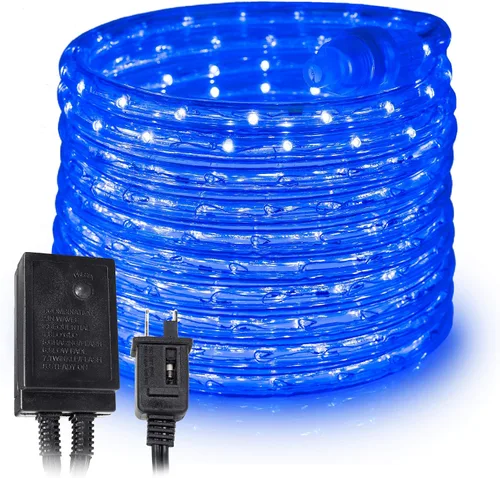 Vista 11 de Cuerda de luz LED blanca fría de 150 pies con 1656 luces LED, 8 modos de 1/2 pulgada de grosor, controlador conectable al aire libre, permanente