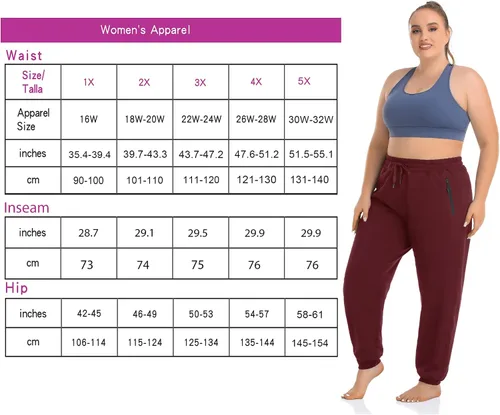 Vista 5 de ZERDOCEAN Pantalones deportivos de talla grande para mujer, pantalones de entrenamiento cónicos, pantalones de descanso, pantalones deportivos