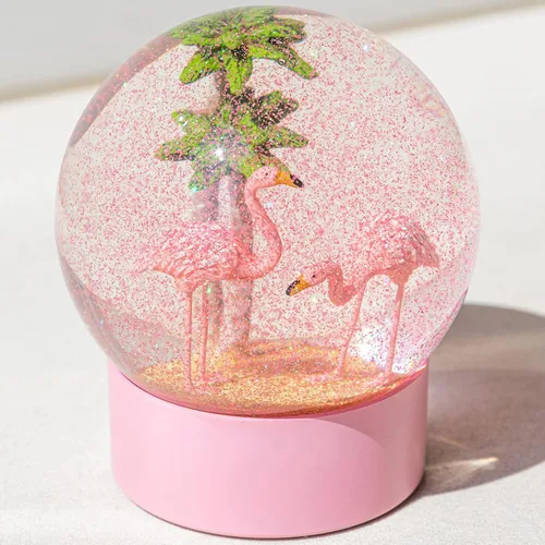 Vista 9 de Globo de nieve de flamenco rosa, globos de nieve de 100 mm para niñas, globos de nieve decorativos para decoración del hogar, cumpleaños