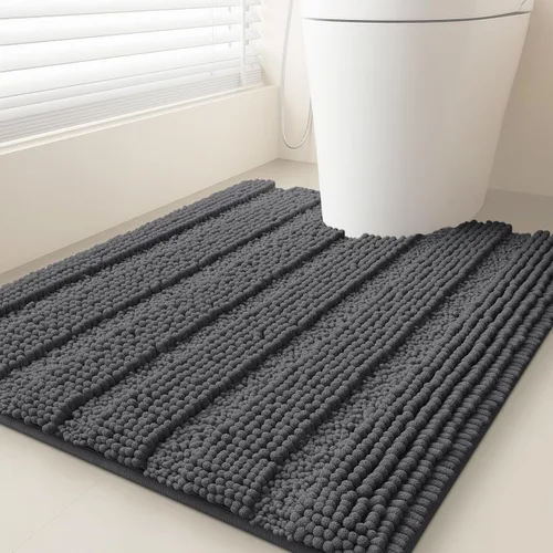 Vista 98 de ACCUMTEK - Juego de alfombras de baño a rayas beige de 3 piezas, ultrasuaves, antideslizantes de chenilla, alfombras de baño mullidas y absorbentes