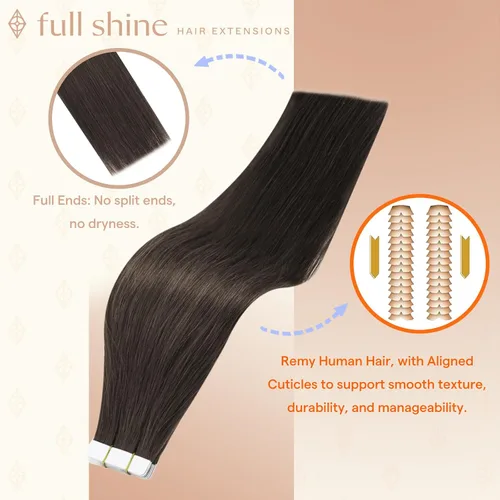 Vista 146 de Full Shine - Extensiones de cabello humano con cinta, mezcla de rubio hongo # 8 castaño ceniza resaltado 60 rubio ceniza
