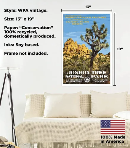 Vista 3 de National Park Posters Rob Decker Joshua Tree - Obra de arte original de 13 x 19 pulgadas - Arte de pared estilo WPA
