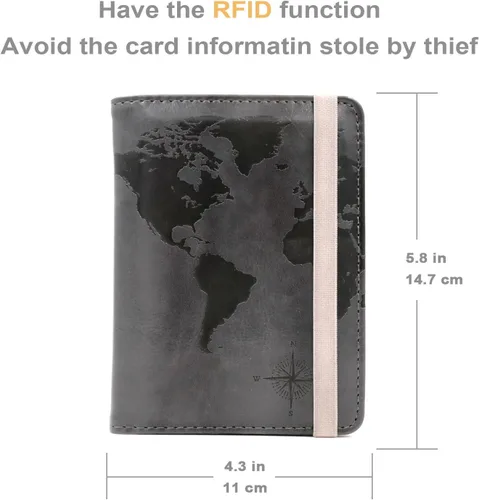 Vista 9 de Kandouren - Funda para pasaporte con bloqueo RFID, cartera para pasaporte para hombres y mujeres, el mejor regalo para viajeros, tarjetas de crédito
