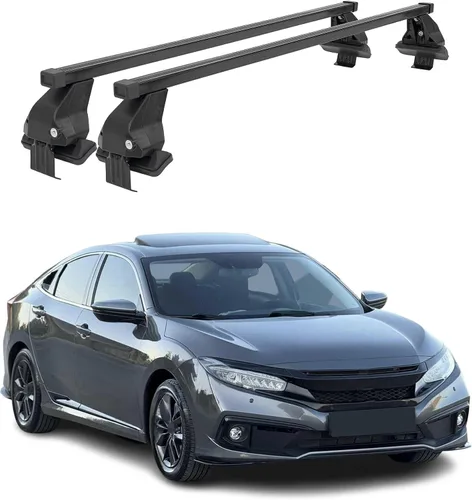 Vista 30 de Barras transversales de techo OMAC para Honda Civic Hatchback 1996-2000, con cierre, 49.9 kg, aluminio, negro, 2 piezas, se ajusta a portaequipajes