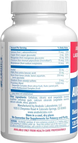 Vista 3 de Multivitamínico para adultos 30 en 1 con hierro, rico en antioxidantes de más de 50 multivitamínicos para mujeres y hombres con vitaminas A, C, D, E