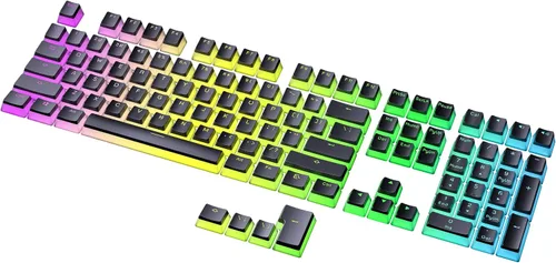 Vista 8 de Ranked Teclas Pudding PBT 112 Juego de teclas de doble disparo translúcidas ANSI EE. UU. e ISO Perfil OEM para teclado mecánico RGB de juego