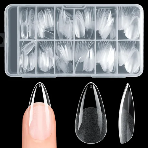 Vista 16 de Krofaue Uñas postizas con punta francesa: uñas cuadradas cortas a presión Puntas de uñas cuadradas francesas mate