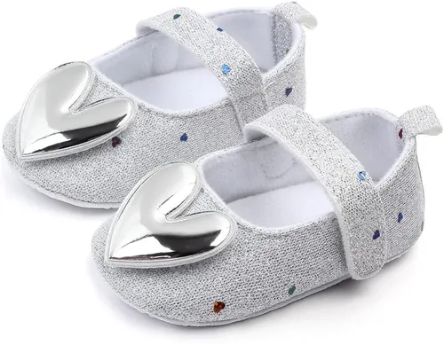 Vista 2 de SABATUTU Vestido de novia de princesa para bebés y niñas, zapatos planos Mary Jane, suela suave, zapatos ligeros y brillantes