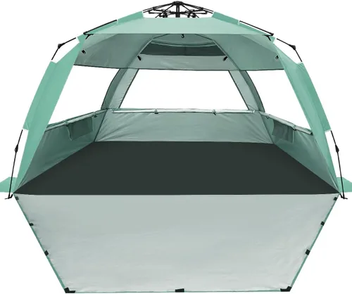Vista 13 de WhiteFang Deluxe - Tienda de campaña plegable para playa con protección UV para 3-4/5-6 personas, protección contra rayos UV, piso extensible con 3