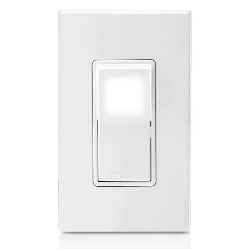 Vista 3 de Leviton Interruptor de Luz de Pared LED Iluminado Decora de 15 Amperios de Un Solo Polo, L5611-2W, Blanco