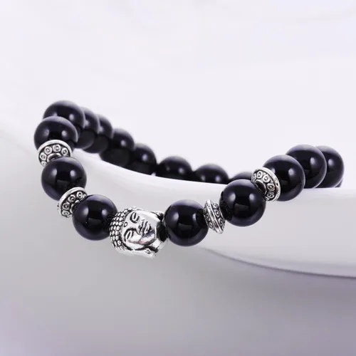 Vista 5 de Joya brazalete con gemas redondas de 8 mm, brazalete para los chacras, regalo de cumpleaños 4 pzas