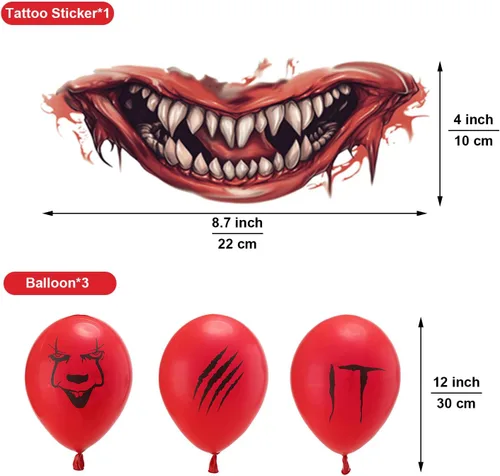 Vista 6 de jiobabe Disfraz de payaso de Halloween para niñas, disfraz de película de miedo para cosplay