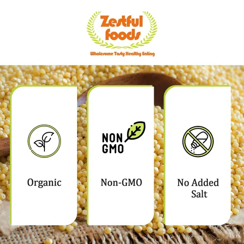 Vista 6 de Zestful Foods Mijo descascarado, grano de mijo, semillas de mijo, harina de mijo sin gluten, grano entero, orgánico, 2 libras