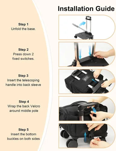 Vista 7 de Relavel Estuche de tren de maquillaje rodante, estuche de cosmetología sobre ruedas con 4 bolsas transparentes, bolsas profesionales para Negro