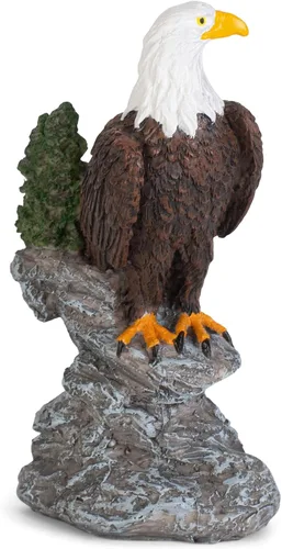 Vista 2 de Dicksons Eagle On Stone - Figura decorativa de mesa de piedra de resina, color marrón natural, 6 pulgadas