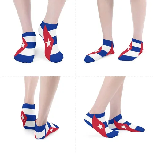 Vista 3 de Flag of Cuba - 5 pares de calcetines tobilleros antideslizantes de corte bajo, calcetines cortos atléticos casuales para mujeres y hombres