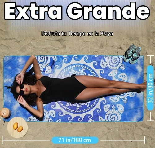 Vista 3 de Widdonen Toalla de playa de microfibra, extra grande, paquete de 2 unidades, 71 x 32 pulgadas, con bolsa de viaje