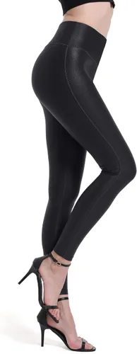 Vista 2 de HARTPOR Leggings de piel sintética para mujer, elásticos, de cintura alta, brillantes, pantalones de cuero, leggings de piel de piel sintética