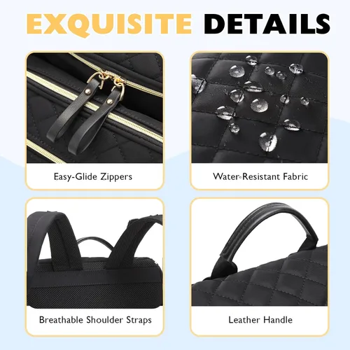 Vista 6 de LORADI Mochila ligera para pañales con clips para cochecito, bolsillos aislados, artículos esenciales para baby shower (nailon, negro)