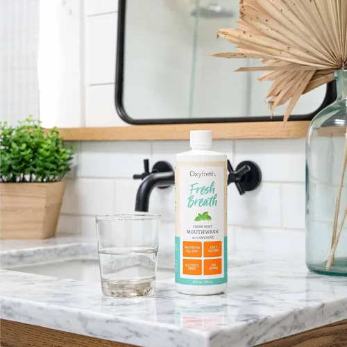 Vista 4 de Oxyfresh Enjuague bucal con sabor a menta fresca para adultos, aliento fresco y tratamiento del mal aliento - Recomendado por dentistas para encías