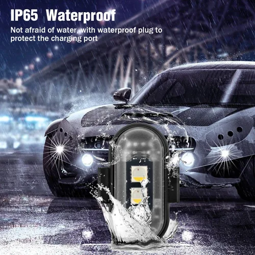 Vista 4 de 4 luces estroboscópicas LED inalámbricas con control remoto, 8 colores recargables, luces LED anticolisión, luces de advertencia de emergencia