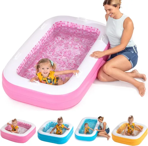 Vista 10 de Piscina inflable 3 en 1 para bebés, asas de agarre seguro patentadas, suelo suave y drenaje, juguetes de agua de verano, regalos de primer Burst