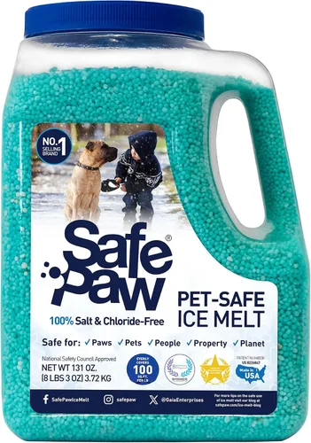 Vista 9 de Safe Paw Paquete de 2 derretidor de nieve y hielo seguro para mascotas, sin sal ni cloruro, 8 libras, producto de mantenimiento de invierno apto