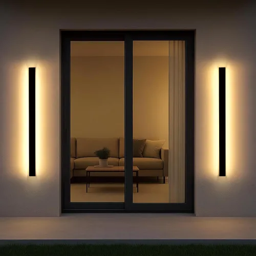 Vista 45 de Luces de pared modernas para exteriores de 39 pulgadas, 2700 K-6500 K, aplique de pared al aire libre regulable seleccionable con control remoto