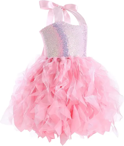 Vista 2 de Vestido tutú para niñas, vestido de tul con lentejuelas, vestido de princesa para niñas pequeñas, disfraz de fiesta de cumpleaños brillante