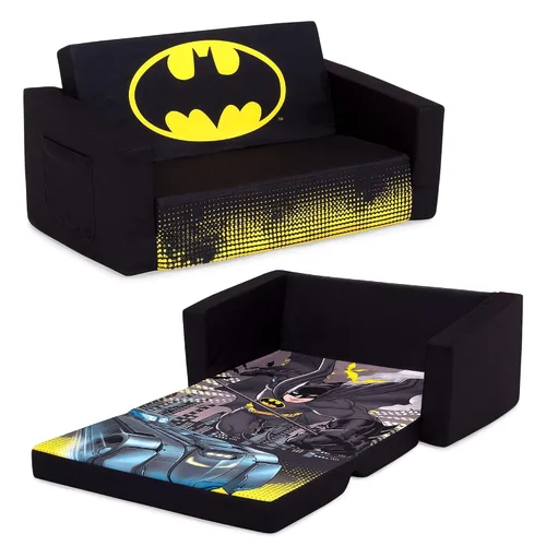 Vista 4 de Delta Children Cozee - Sofá abatible 2 en 1, sofá convertible a tumbona para niños, Batman