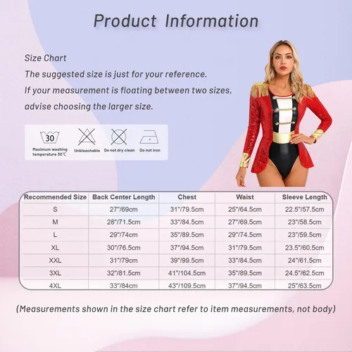 Vista 7 de FEESHOW Women's Circus Ringmaster Costume Halloween Cosplay Tassel Leotard Bodysuit for Party Stage Shows