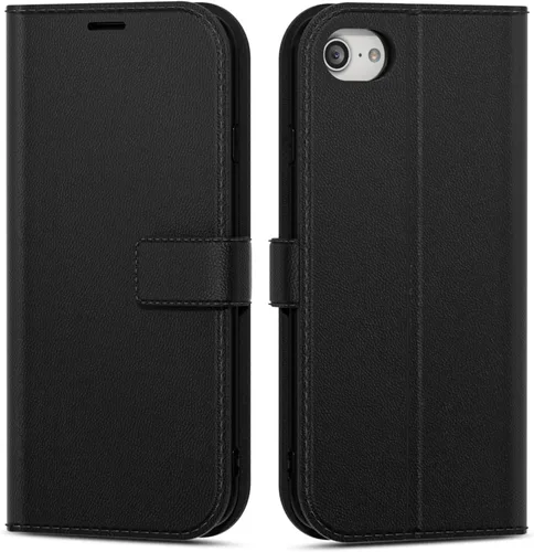 Vista 87 de oakxco Funda tipo cartera para iPhone SE 2022/2020/8/7 con soporte para tarjeta de crédito, funda magnética RFID delgada tipo libro con tapa