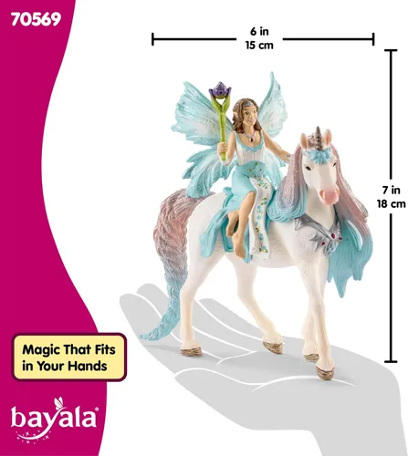 Vista 6 de Schleich Bayala - Figura de hada Eyela de 3 piezas con figura de unicornio de princesa, figura de hadas de fantasía con varita mágica, juguete