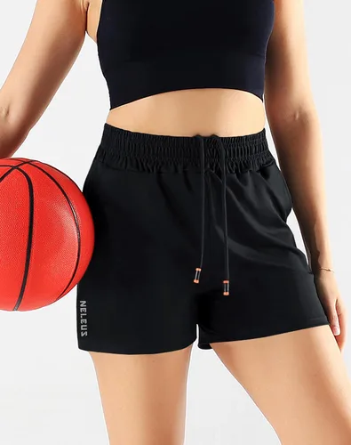 Vista 9 de NELEUS Pantalones cortos de correr ligeros para mujer, pantalones cortos atléticos de entrenamiento para yoga con bolsillo