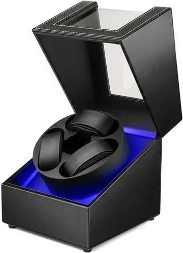 Vista 10 de Bobinador de relojes Anyasun para relojes automáticos, caja de bobinador de 3 relojes con pantalla LED, motor japonés ultra silencioso, 4 modos