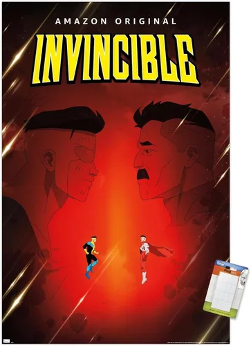 Vista 12 de Invincible - Póster de pared de una hoja de padre e hijo, 22.4 pulgadas de largo x 14.7 pulgadas de ancho, versión enmarcada de madera de granero