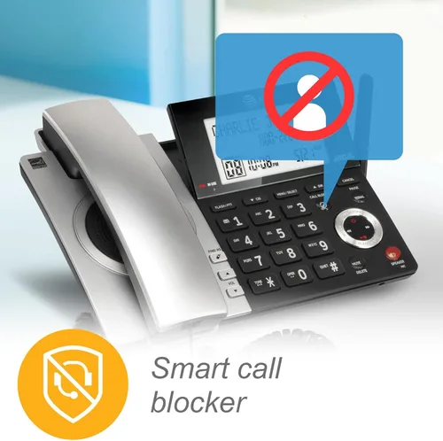Vista 13 de AT&T CL84207 DECT 6.0 Teléfono con cable de 2 teléfonos para el hogar con largo alcance, contestador, bloqueo de llamadas, locutor de identificación
