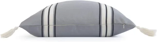 Vista 6 de Hofdeco Funda de almohada decorativa neutra solamente, para sofá, sofá o cama, borla a rayas gris oscuro, 20 x 20 pulgadas