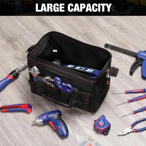 Vista 5 de Workpro W081020A - Bolsa para herramientas de almacenamiento con boca ancha (12 pulgadas)