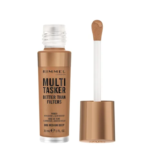 Vista 10 de Rimmel Multi-Tasker Better Than Filters, 002 Fair Light, imprimación facial, refuerzo e iluminador de brillo, fórmula vegana, beneficios
