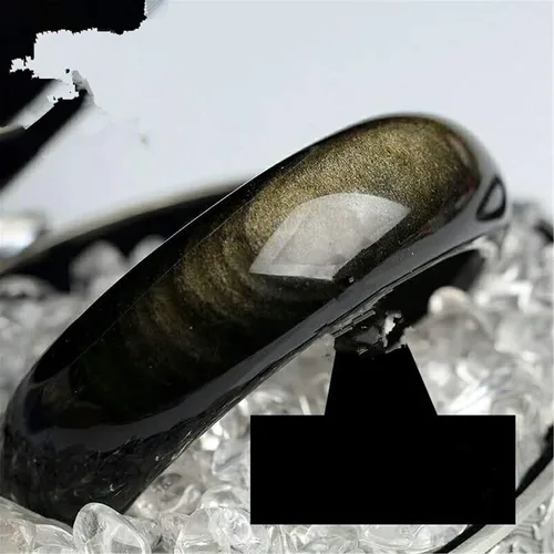 Vista 4 de Brazalete de piedra de cristal de obsidiana de oro natural AAAA diámetro interior 2.441in
