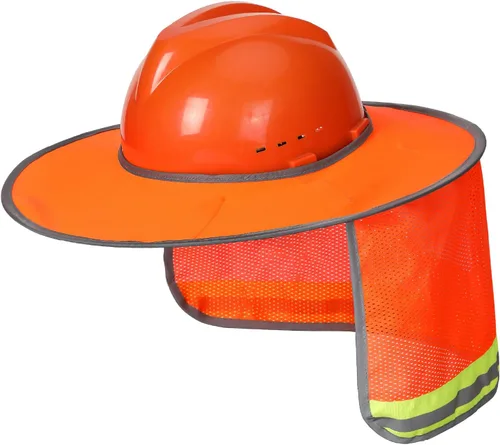 Vista 22 de Casco Industrial UNCO con Protector Solar, Verde, Visera Completa y Estándar de Malla, Alta Visibilidad Reflectante, Accesorio para Casco Duro