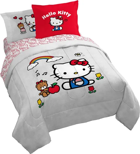 Vista 22 de Jay Franco Disney Lilo and Stitch - Juego de edredón tamaño Twin, ropa de cama de 5 piezas, incluye juego de sábanas y fundas de almohada, ropa