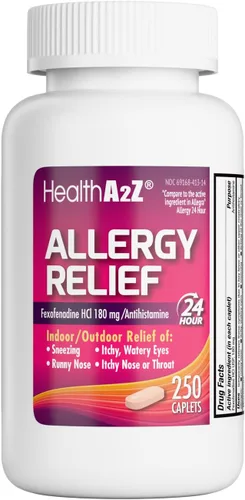 Vista 7 de HealthA2Z Clorhidrato de fexofenadina 180 mg, antihistamínico para alivio de alergias, antihistamínico 24 horas para alivio de alergias