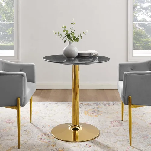 Vista 2 de Modway EEI-4746-GLD-BLK Verne - Mesa de comedor de mármol artificial de 28 pulgadas, color negro dorado