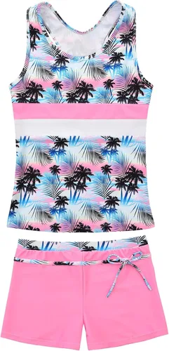 Vista 27 de JerrisApparel Traje de baño de dos piezas para niñas de verano con boyshort, diseño de tankini estrella de mar aqua