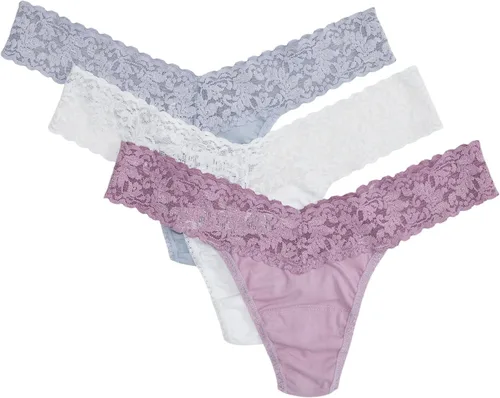 Vista 6 de hanky panky - Tangas de algodón Supima de tiro bajo para mujer Lencería de encaje, bragas de algodón Paquete de 3 o 5 Negro